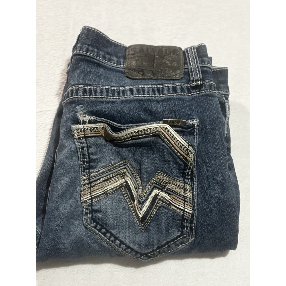 Salvage Buckle Jeans Men's 36x32 Dungarees Mayhem Straight Distressed Embellish‎